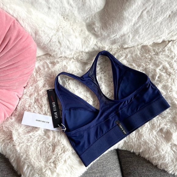 NWT Adam Selman Sport Sheer Racer Bra in Midnight Blue Size Medium - Picture 7 of 10